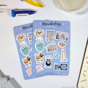 Hoja de pegatinas de microbiología / Ciencia, Inmunología, Biología / Bullet Journal, Agenda, Planificador