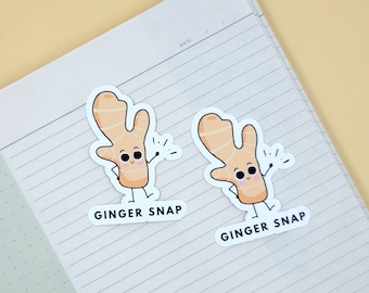 Ginger Snap Pun | Sticker or Magnet | Food Pun, Cute, Adorable, Ginger | Water Bottles, Laptops, Bullet Journals. Crafts