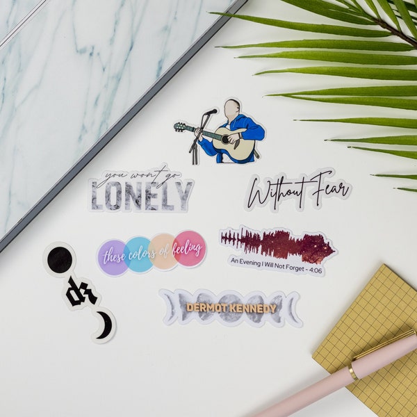 Dermot Kennedy Stickers | 7 Stickers | Bullet Journals, Crafts, Water Bottles, Laptops