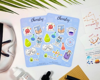 Chemistry Sticker Sheet | Science, Chemistry, Orgo, Pre-med | Bullet Journal, Agenda, Planner