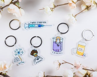 STEM Mini Keychains | Science, Chemistry, Nursing, Medicine | Acrylic Keychain