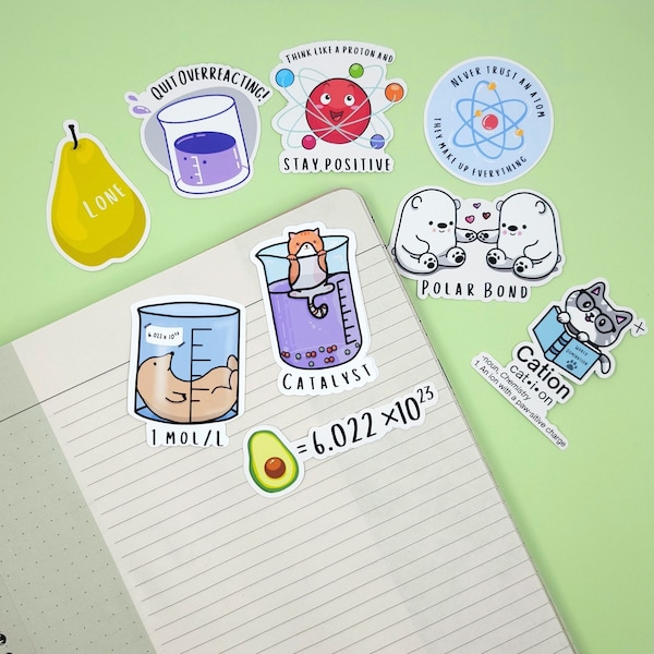 Chemistry Pun Stickers | Science, Chemistry, Orgo, Pre-med, Biology | Water Bottles, Laptops