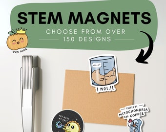 STEM Pun Magnets | Science, Biology, Chemistry, Pre-med | Fridge Magnet, Whiteboards, Lockers