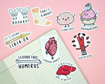 Anatomy Pun Stickers | Science, Anatomy, Medical, Nursing | Water Bottles, Laptops
