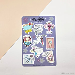 Feuille d’autocollants OB/GYN | Science, Biologie, | pré-médicale Bullet Journal, Agenda, Planificateur