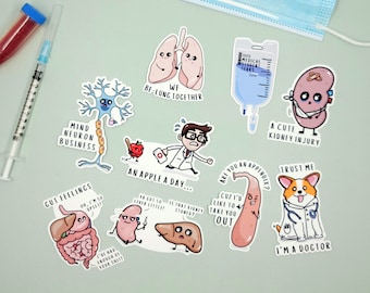 Medical Pun Stickers | Science, Medicine, Pre-med, Anatomy | Water Bottles, Laptops