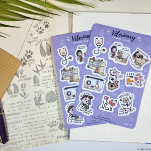Feuille d’autocollants vétérinaires | Vet Tech, Sciences animales, Pré-med | Bullet Journal, Agenda, Planificateur