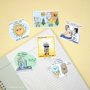 Melanoma Pun Designs | Stickers or Magnets | Skin Cancer, Oncology, Carcinoma | Water Bottles, Laptops