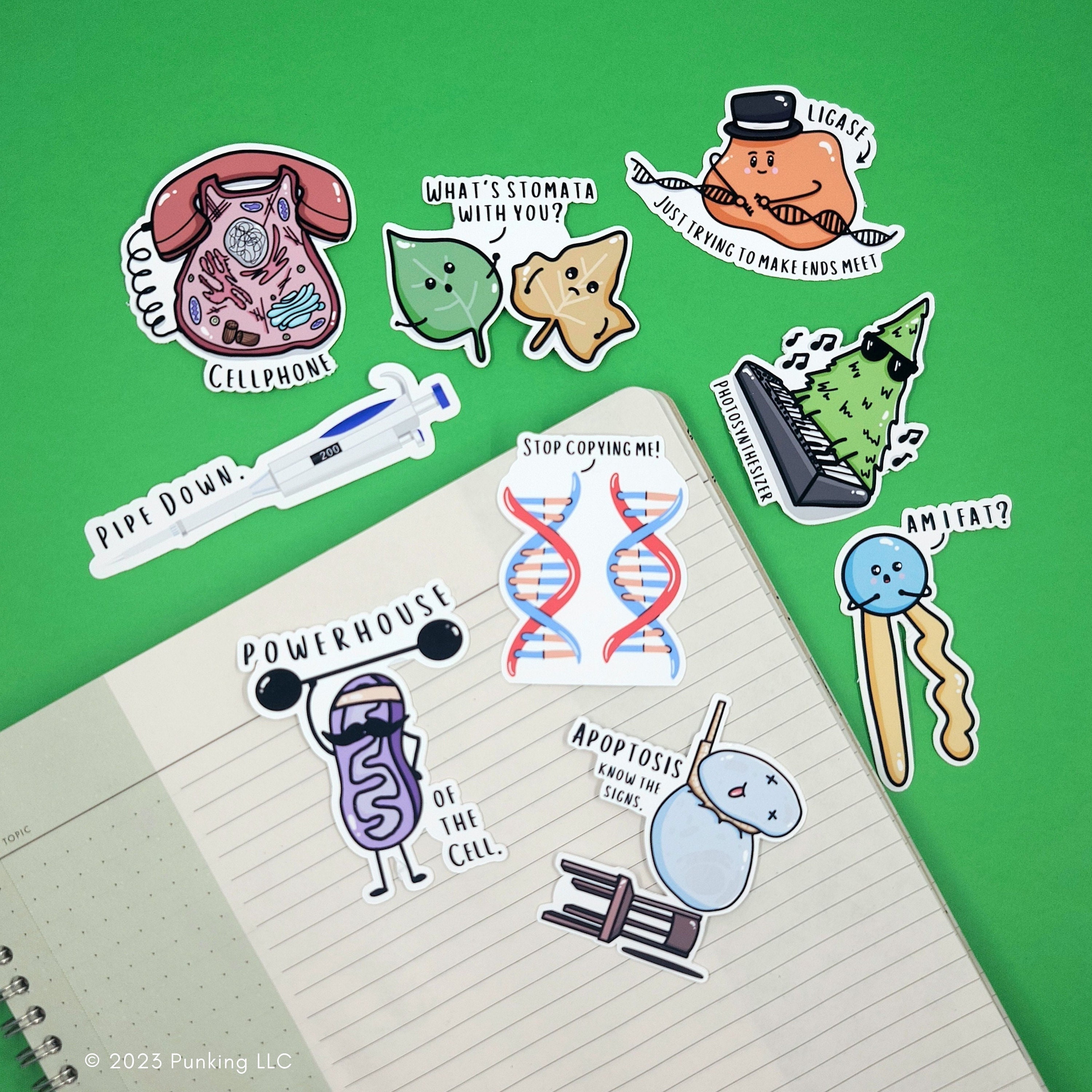 Biology Pun Stickers Science, Biology, Chemistry, Pre-med Water Bottles,  Laptops 