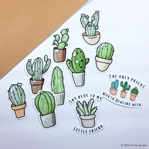 Paquete de amantes suculentos / Etiqueta o imán / Botánica, Plantas, Cactus / Computadora portátil, Botellas de agua