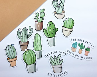 Succulent Lover Pack | Sticker or Magnet | Botany, Plants, Cactus | Laptop, Water bottles