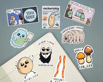 Microbiology Pun Stickers | Science, Microbiology, Immunology, Cell Biology | Water Bottles, Laptops
