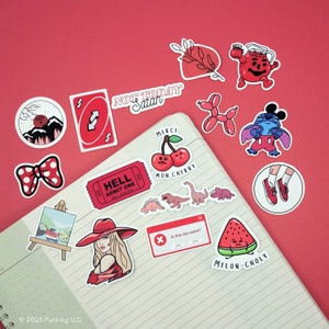 Red Sticker Pack | 16 Stickers | Bullet Journal, Crafts, Laptops, Waterbottles