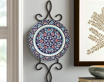 Plato de pared de cerámica turca hecho a mano / 40 cm (16") Decoración estilo boho para el hogar