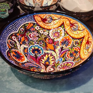 12&quot; Handmade Large Ceramic Bowl | Pasta Soup Fruit Cereal Salad Serving Bowl | Special Unique Decorative Pottery Bowl | Christmas Gift