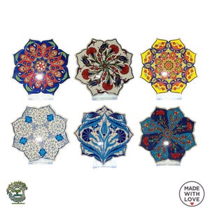 Hand painted Ceramic Tile Trivet 7 " for Hot Dishes Pot , Unique Turkish Decorative Wall Kitchen Tile , Gift For New Home , Ceramic Lovers