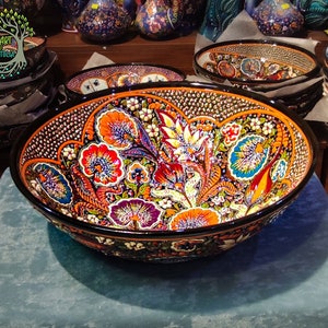 12&quot; Special Unique Ceramic Bowl | Handmade Large Serving Bowl Pasta Salad Fruit Cereal Soup | Decorative Pottery Bowl | Christmas Gift