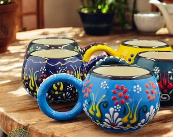 Handmade Ceramic Coffee Mug: Floral Design Espresso Cup