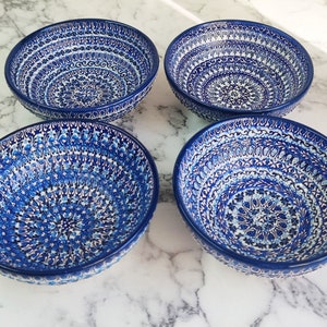Unique Large Ceramic Bowls Set | Dinner Serving Soup Pasta Salad Spaghetti Fruit Cookie Bowl | Turkish Handmade Pottery | 6&quot; / 16cm