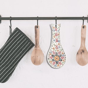 Handmade Spoon Rest Ceramic Spoon Holder | Kitchen Utensil Holder | Turkish Pottery | Decorative Ceramic Spoon Rest Gift for  Cooking