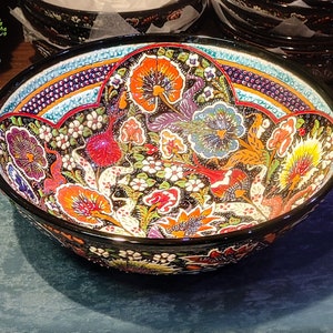 12" Large Ceramic Bowl | Salad Pasta Soup Fruit Cereal Serving Bowl | Special Handmade Decorative Pottery Bowl | Christmas Gift