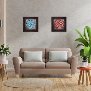 2 Pieces Handmade Ceramic Tile Wall Decor Kitchen Enterway Living Room Wall Art Tile | Turkish Moroccan Mosaic