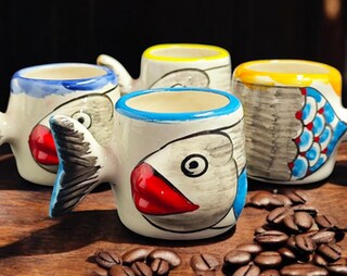 Tazza Da Caffè Pesci – Verde, 330ml, In Ceramica, Lavabile In Microonde E Lavastoviglie, Simpatica Idea Regalo