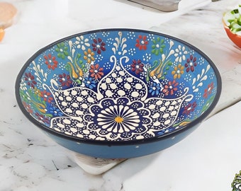 Large Serving Bowl for Soup Pasta Salad Spaghetti Fruit Cookie | Handmade Ceramic Decorative Pottery Gift