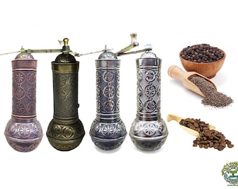 Macina spezie turco fatto a mano, macinacaffè vintage, zama inciso