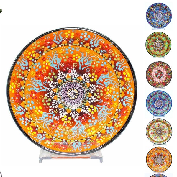 8" Large Ceramic Bowls | Pasta Salad Soup Fruit Spaghetti Cookie Serving Bowls | Handmade Decorative Ceramic Turkish Pottery Gift | 20 cm