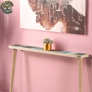 Bar End Table | Handmade Wood & Stone Side Table | Unique Sideboard Entryway End Coffee Table | Best Home Decor Table Gift for New Home