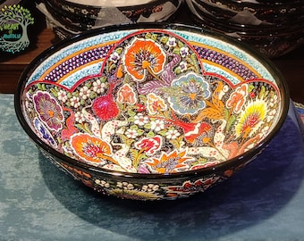 12" Large Ceramic Bowl | Salad Pasta Soup Fruit Cereal Serving Bowl | Special Handmade Decorative Pottery Bowl | Christmas Gift