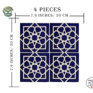 4x Handmade Ceramic Tile Kitchen Bathroom Backsplash | Decorative Wall Art Fireplace Shower Floor Tile | Turkish Moroccan Mosaic