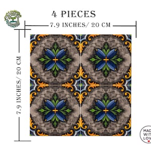 4x 8&#39;&#39; Handmade Ceramic Wall Tile Kitchen Bathroom Backsplash | Decorative Wall Art Fireplace Shower Floor Tile | Turkish Moroccan Tile