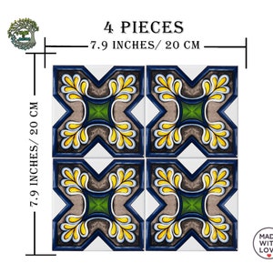 4x Ceramic Wall Tile Bathroom Backsplash | Handmade Kitchen Backsplash Ceramic Tile | Decorative Wall Art Fireplace Shower Floor Tile