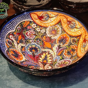 12&quot; Unique Ceramic Bowl | Pasta Salad Soup Fruit Cereal Serving Bowl | Special Handmade Decorative Pottery Bowl | Christmas Gift