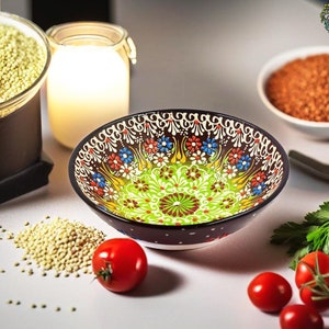 Ceramic Salad Fruit Pasta Bowls | Handmade Large Turkish Breakfast Serving Bowls | Perfect Gift for Home Decor New Kitchen