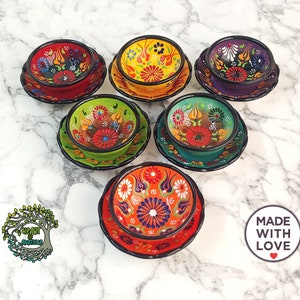 Plates & Bowls Serving Set of 12 Pieces | Handmade Small Pottery for Sauce , Tapas , Chip Dip ,Nuts , Pre Service Set