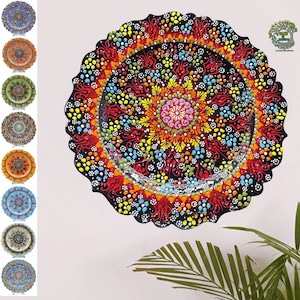 Handgjord turkisk keramisk väggtallrik | Färgglad blommig keramik (30 cm)
