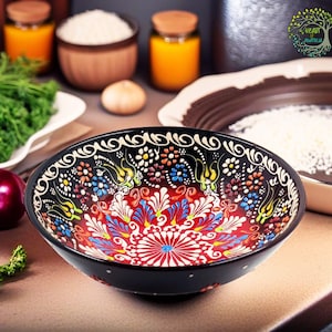 Handmade Large Ceramic Bowl | Soup Pasta Salad Spaghetti Fruit Cookie Serving Bowl Decorative Pottery Gift