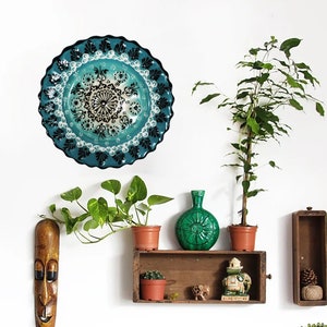 Ceramic Wall Plate 4.8&quot; | Handmade Turkish Pottery Boho Wall Art Decorative Tray for Outdoor Home Kitchen Office Decor Standing Plate