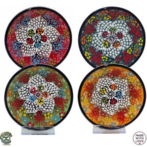 4x Large Ceramic Serving Bowls Set Handmade Decorative Unique Pottery Soup Salad Pasta Fruit Rice Service Bowl | 5inc - 13 cm