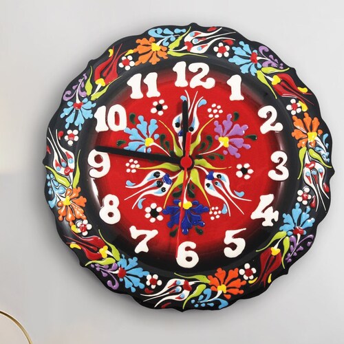 12 Large Wall Clock Unique Ceramic Handmade Decorative Etsy