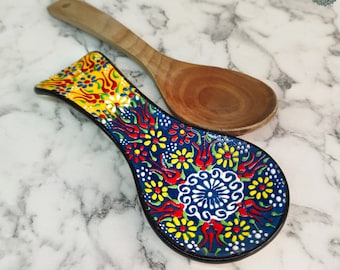 Turkish Spoon Rest | Handmade Ceramic Pottery Spoon Holder | Spoon Rest For Kitchen | Cooking Tool Utensil Holder | Gift for Chef