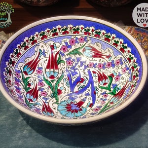 12&quot; Large Ceramic Bowl | Handmade Pasta Salad Soup Cereal Fruit Serving Bowl | Special Hanpainted Decorative Pottery Bowl | New Home Gift
