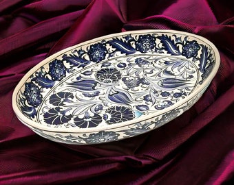 Dinnerware Serving Platter | Large Ceramic Handmade Oval Platter | Holiday Thanksgiving Turkey Platter | Pasta Salad Fruit Serving Platter