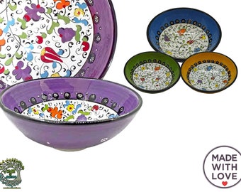 Set of 4 Large Salad Bowls 6 " / 16 cm Soup Rice Pasta Furit Dinnerware Cereal Yarn Bowls Decorative Handmade New Home Kitchen Gift