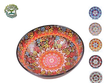 10" Large Turkish  Ceramic Bowls | Pasta Salad Soup Rice Fruit Spaghetti Cookie Serving Bowls | Handmade Ceramic Turkish Pottery |  25 cm