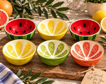 Handmade Ceramic Fruit Bowls | Turkish Pottery Set of 6 - Etsy