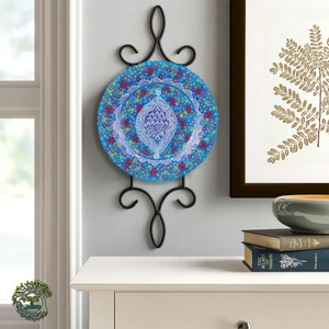 16'' Ceramic Wall Hanging Plate | Handmade Turkish Porcelain Decorative Handpainted Wall Art | New Home Moving Housewarming Gift